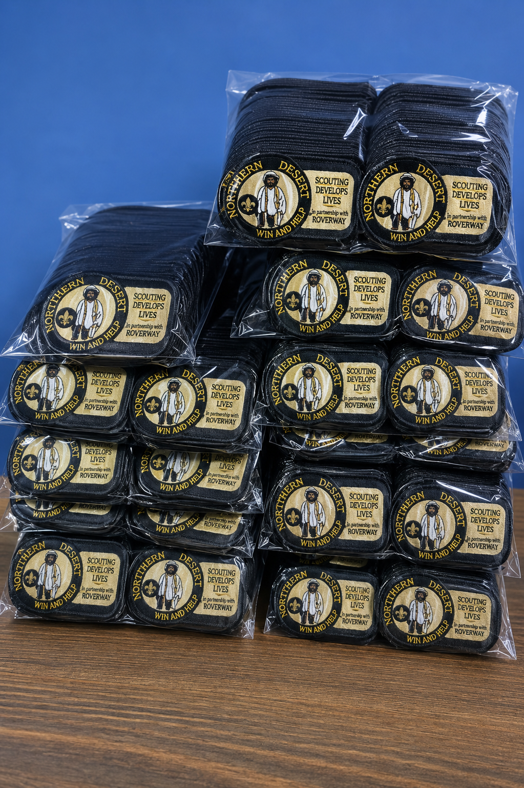 Branded logo patches in packaging bags