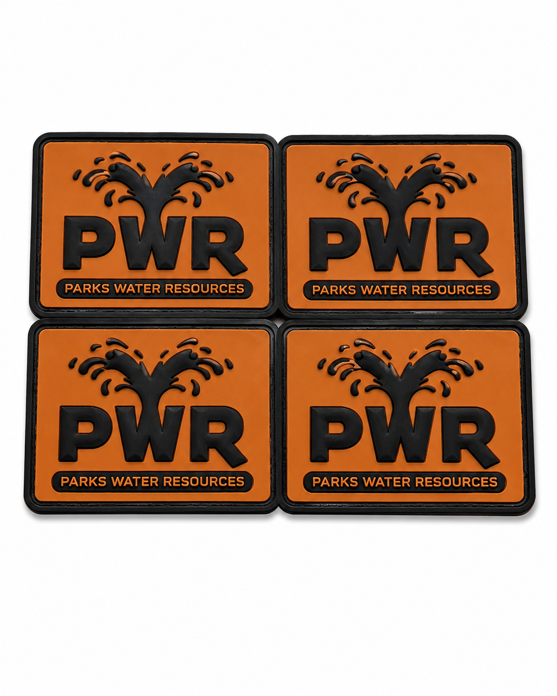 PWR Parks Water Resources patches — orange and black