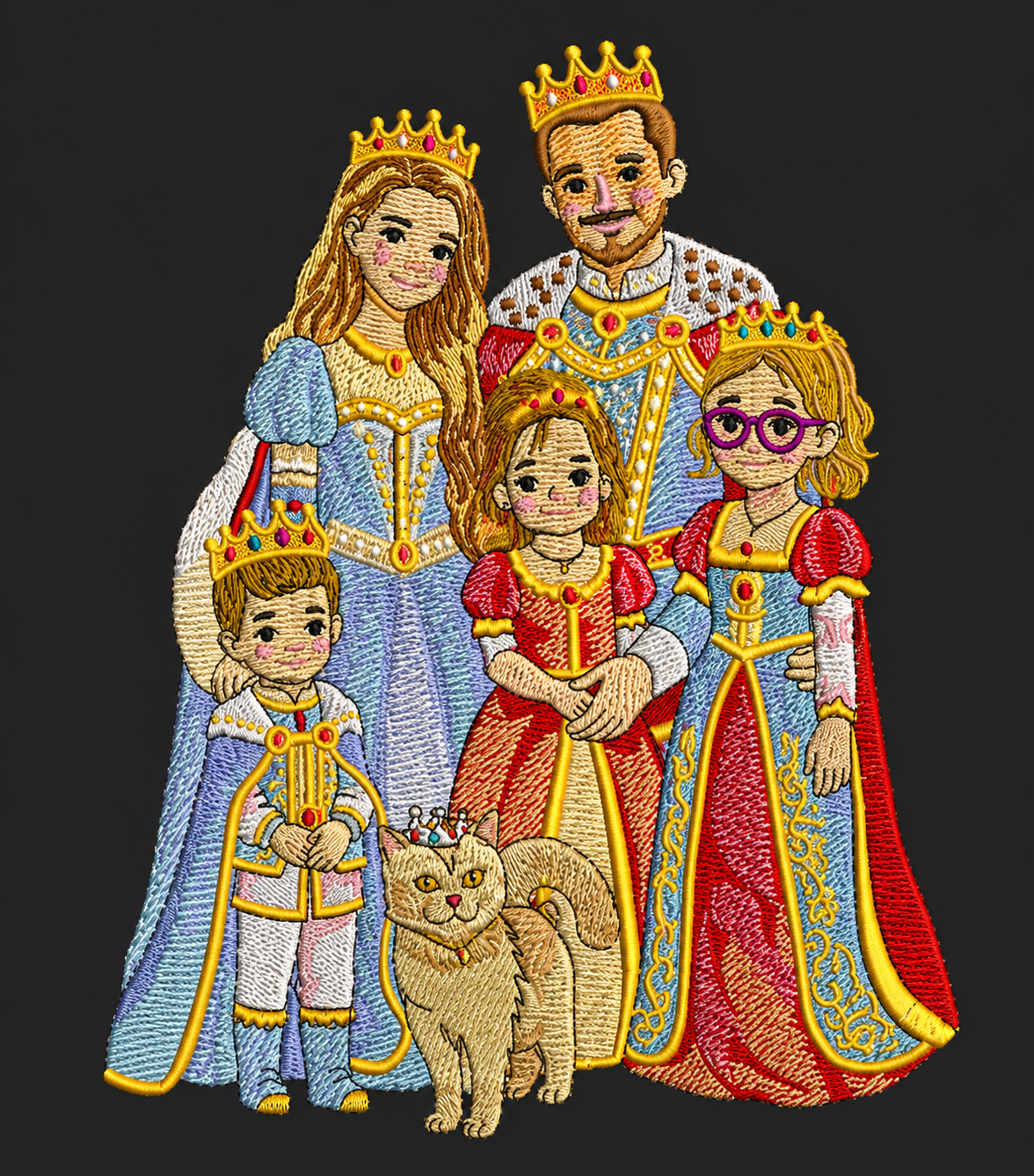 Ornate royalty characters — detailed embroidery